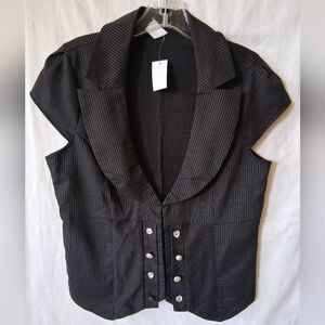 NWT Vintage Wet Seal Black Pinstripe Vest